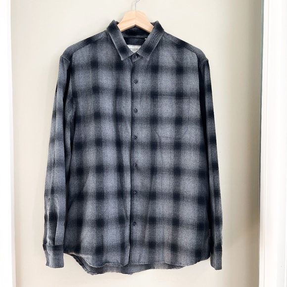7 Diamonds Luxe Soft Gray/Black Plaid Flannel - Picture 1 of 4